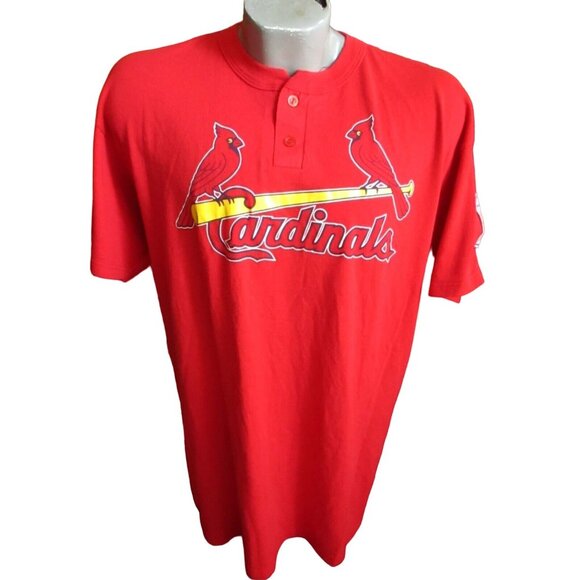 S True Vtg 90s ST LOUIS CARDINALS GRAPHIC LITTLE LEAGUE PATCH HENLEY T-shirt #37 - Picture 2 of 6